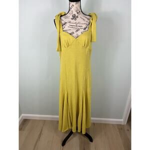 NWT En Saison Yellow Tie Bow Straps Maxi Dress